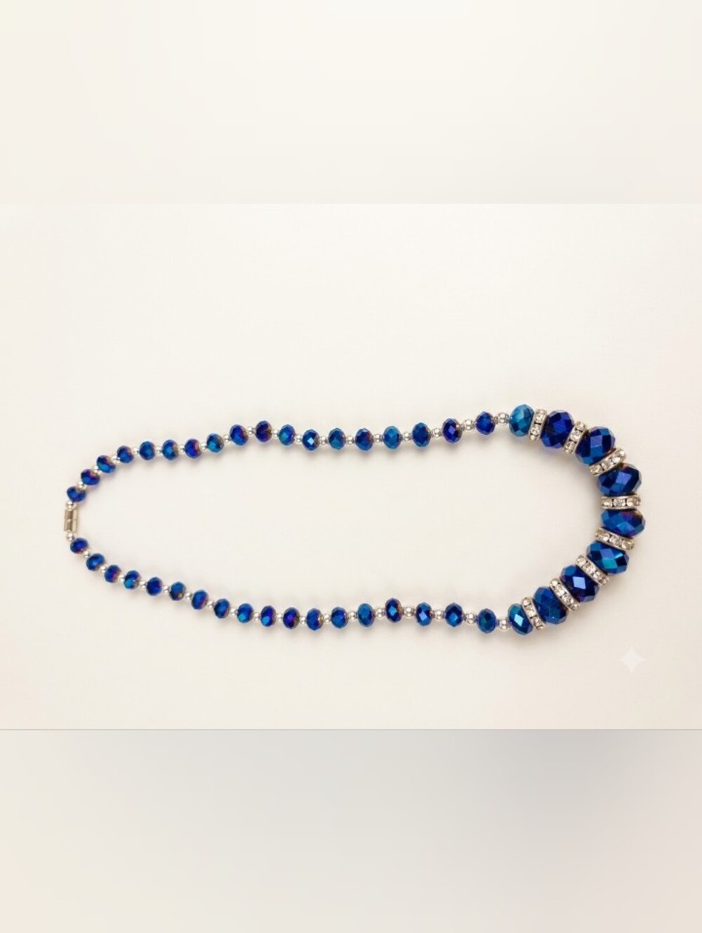 Elegant Blue Crystal Bead Necklace with Matching Stones - Picture 2 of 6